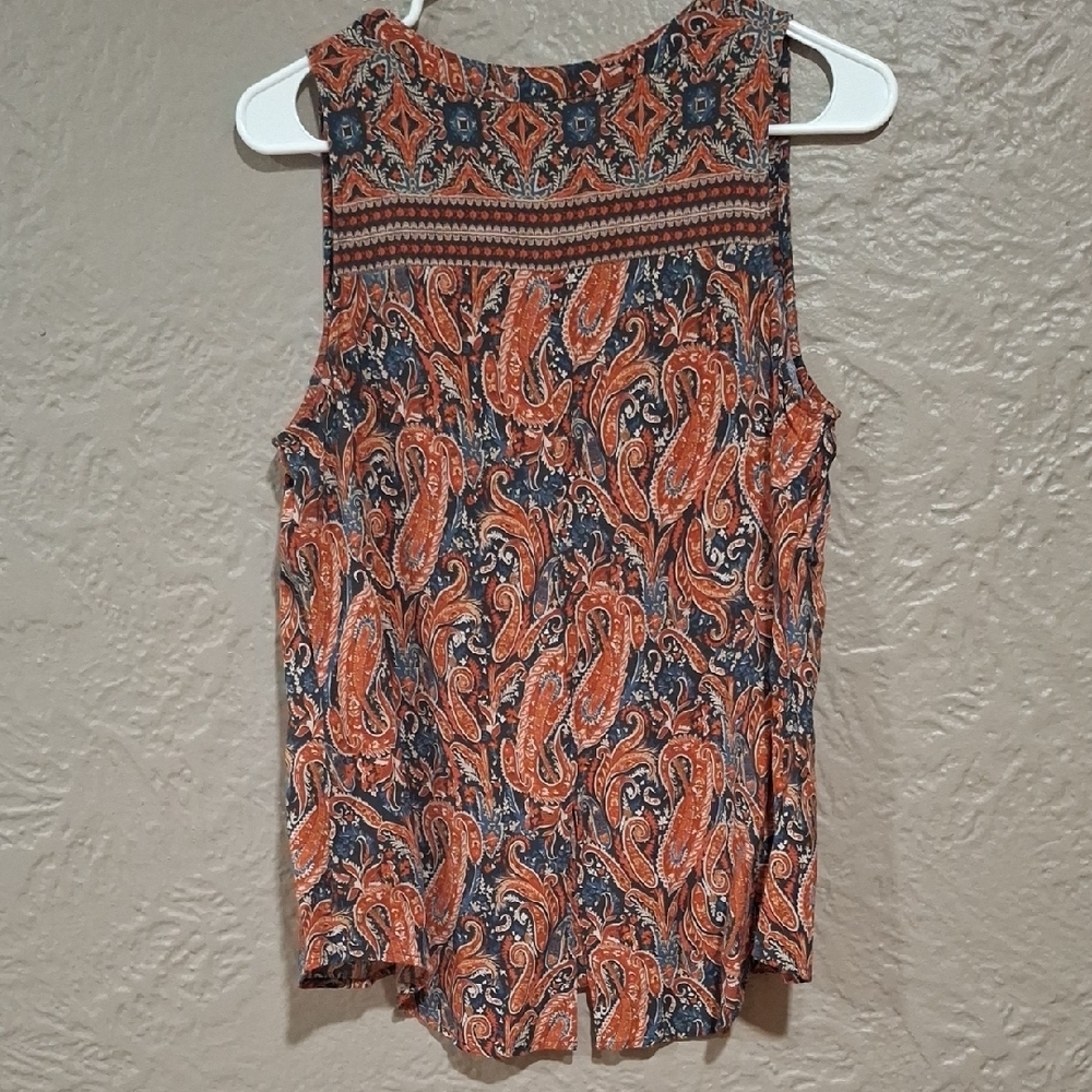 Sanctuary Pink and Blue Sleeveless Tie Front Blouse - Picture 5 of 7